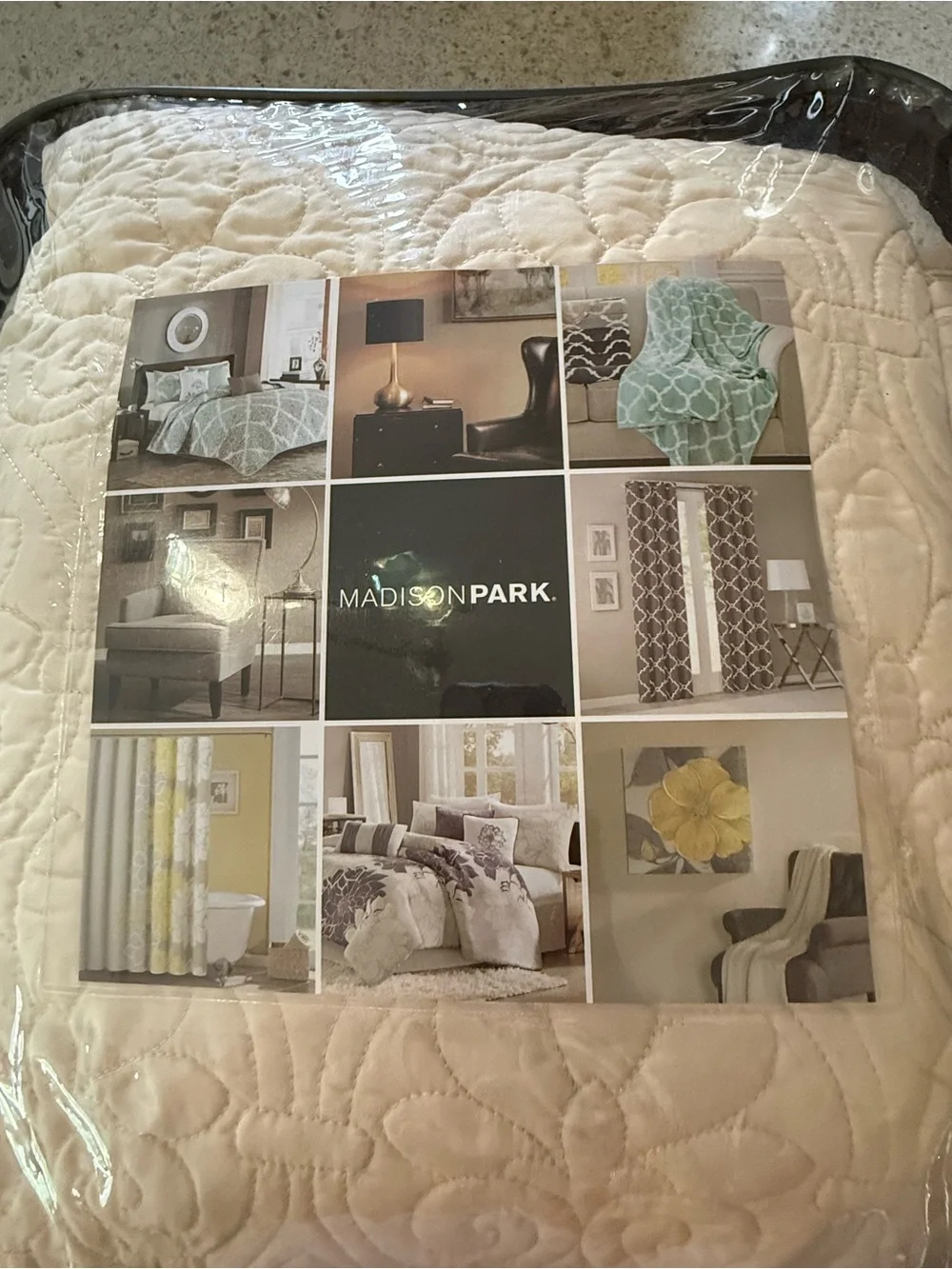 Madison Park King 3 Piece Cream Quilted Bedspread Set NWT